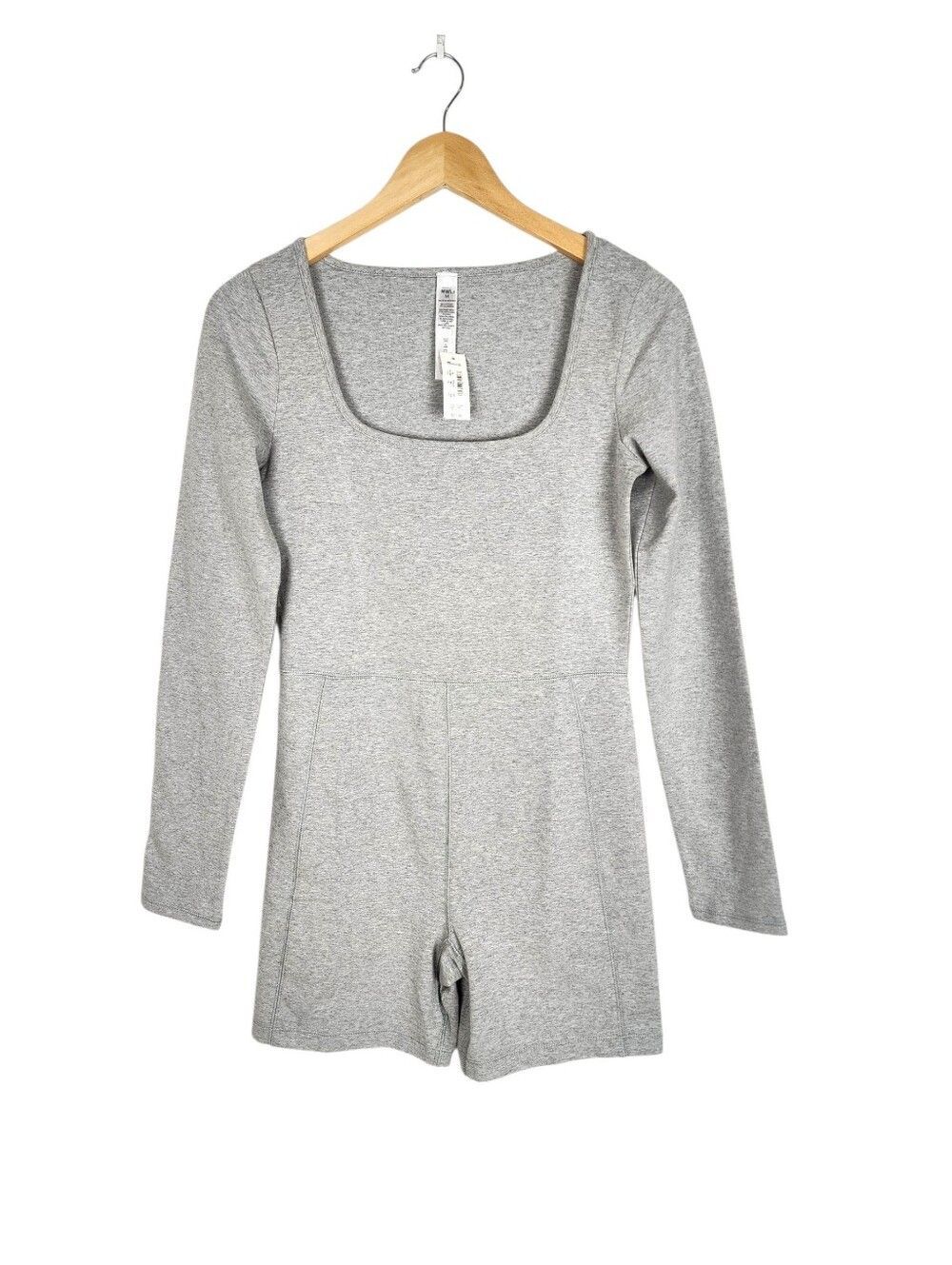 Madewell Light Gray Long Sleeve Romper Biker Unitard Size M